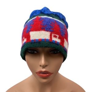 Murray Merkley Kids Wool Knit Ski Winter Cap Hat Small Unisex Pure Multicolor